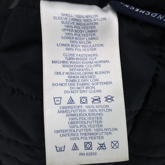 Lands End Coat Mens Medium 38 40 Navy Blue Zip Hooded Fleece Lined Jacket Cargo - Picture 12 of 16